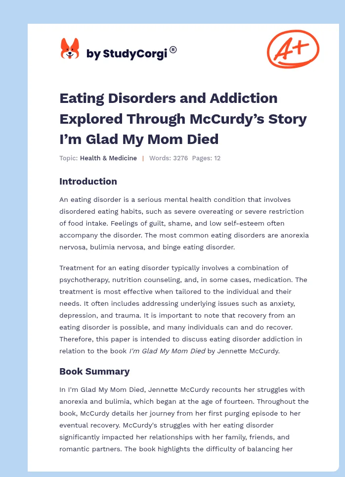 Eating Disorders and Addiction Explored Through McCurdy’s Story I’m Glad My Mom Died. Page 1