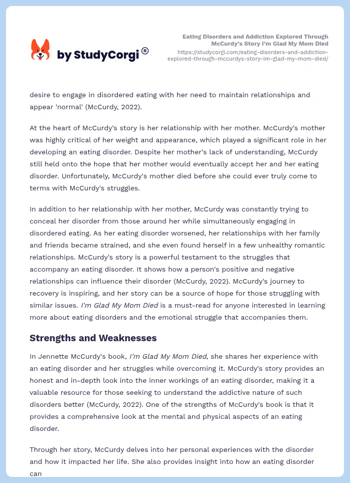 Eating Disorders and Addiction Explored Through McCurdy’s Story I’m Glad My Mom Died. Page 2