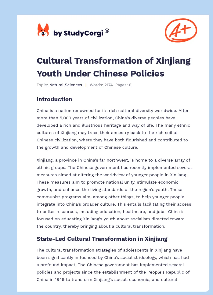 Cultural Transformation of Xinjiang Youth Under Chinese Policies. Page 1