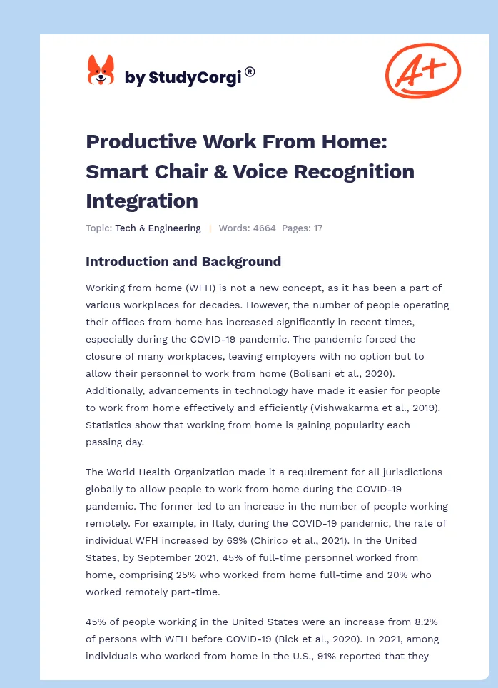 Productive Work From Home: Smart Chair & Voice Recognition Integration. Page 1