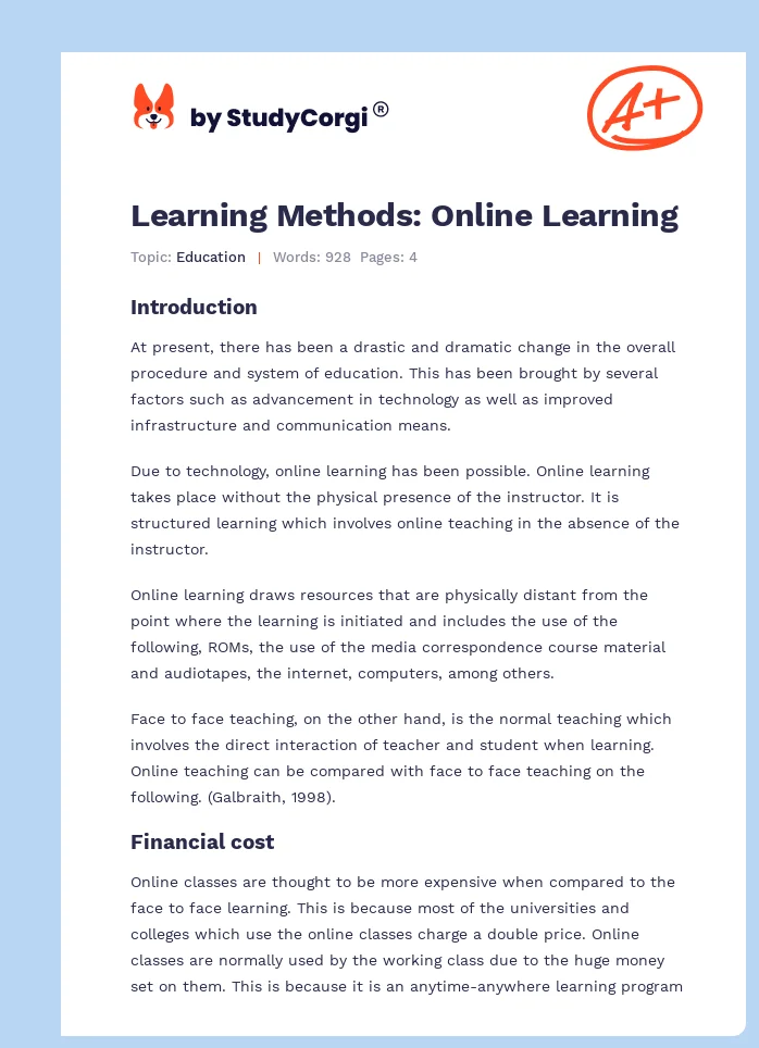 Learning Methods: Online Learning. Page 1