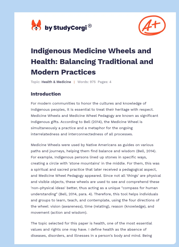 Indigenous Medicine Wheels and Health: Balancing Traditional and Modern Practices. Page 1