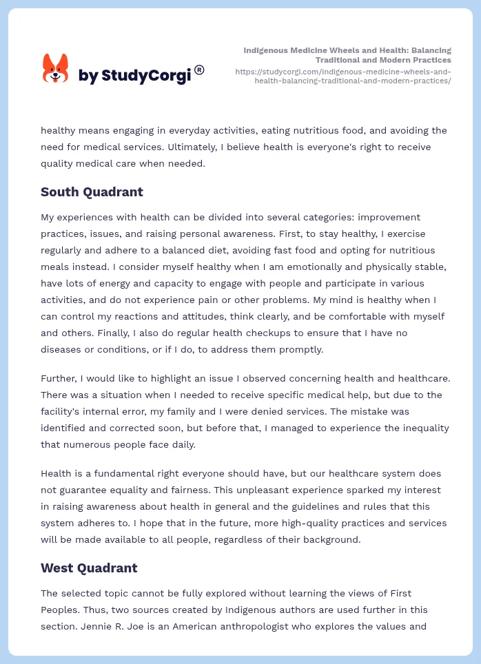 Indigenous Medicine Wheels and Health: Balancing Traditional and Modern Practices. Page 2
