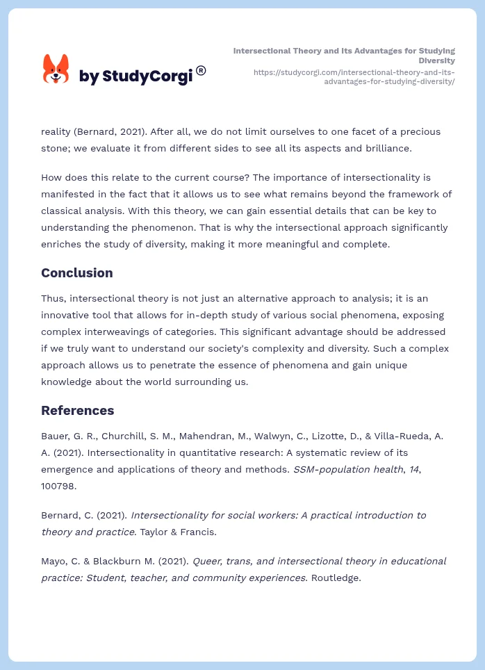 Intersectional Theory and Its Advantages for Studying Diversity. Page 2