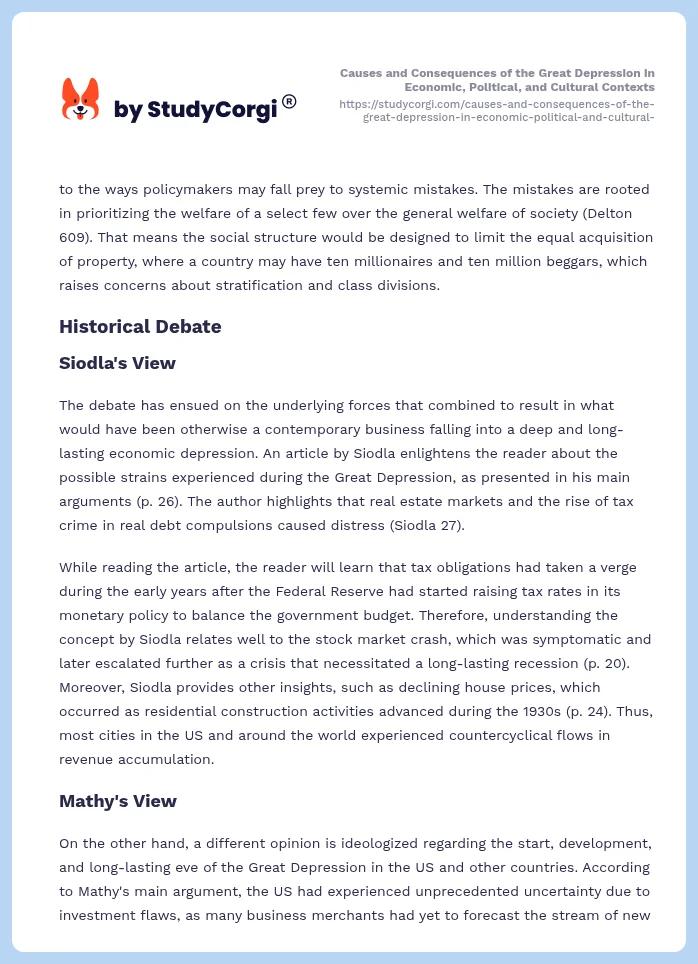 Causes and Consequences of the Great Depression in Economic, Political, and Cultural Contexts. Page 2