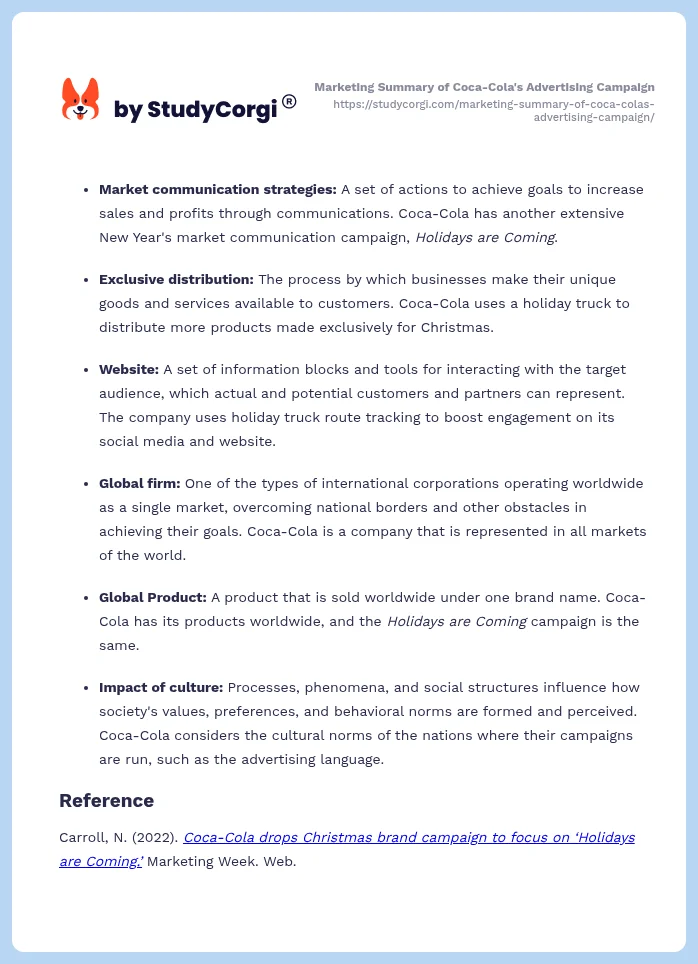 Marketing Summary of Coca-Cola's Advertising Campaign. Page 2