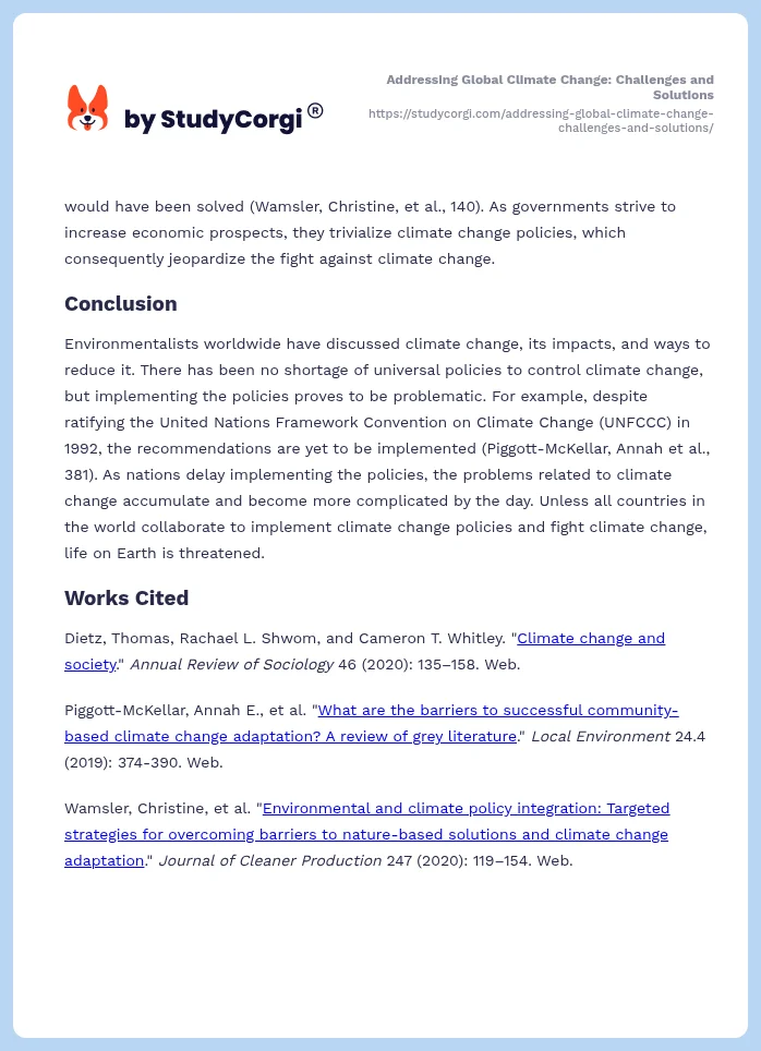 Addressing Global Climate Change: Challenges and Solutions. Page 2