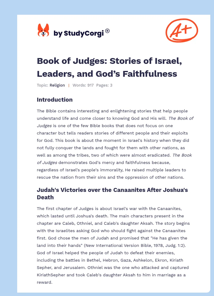 Book of Judges: Stories of Israel, Leaders, and God’s Faithfulness. Page 1
