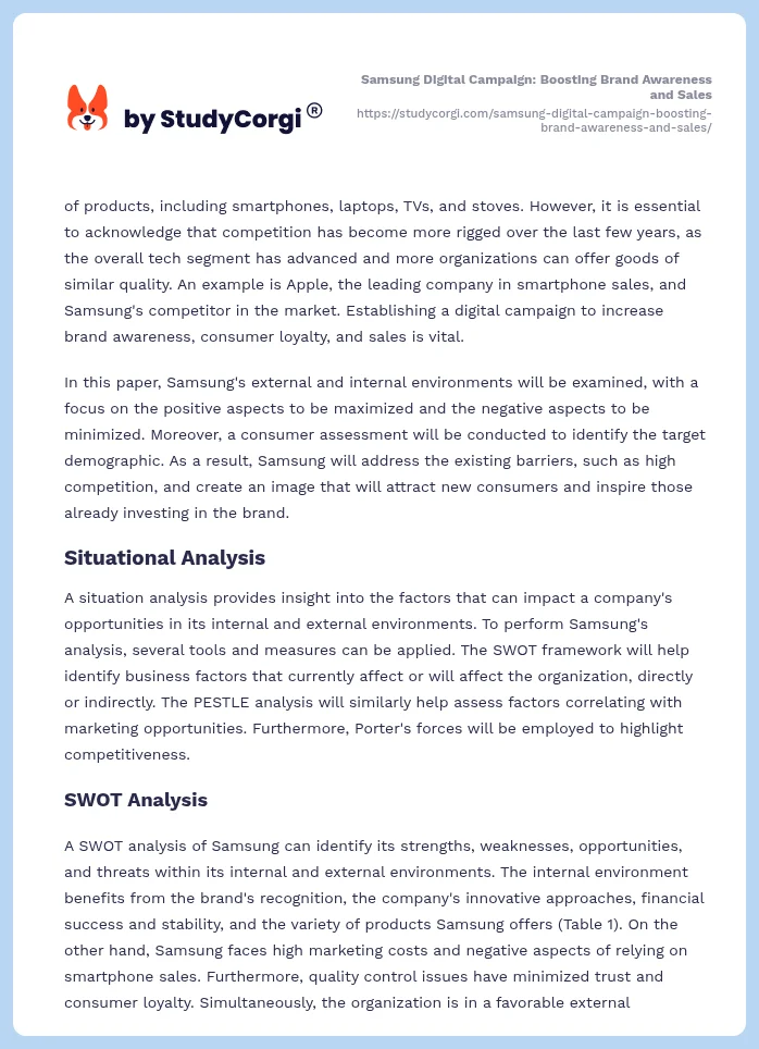 Samsung Digital Campaign: Boosting Brand Awareness and Sales. Page 2