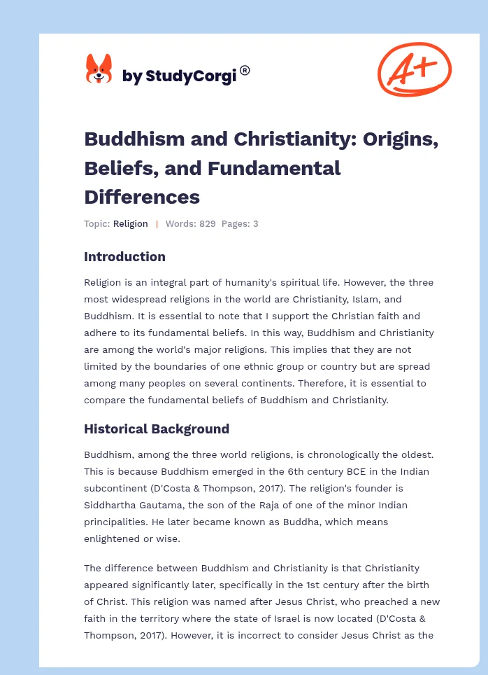 Buddhism and Christianity: Origins, Beliefs, and Fundamental Differences. Page 1