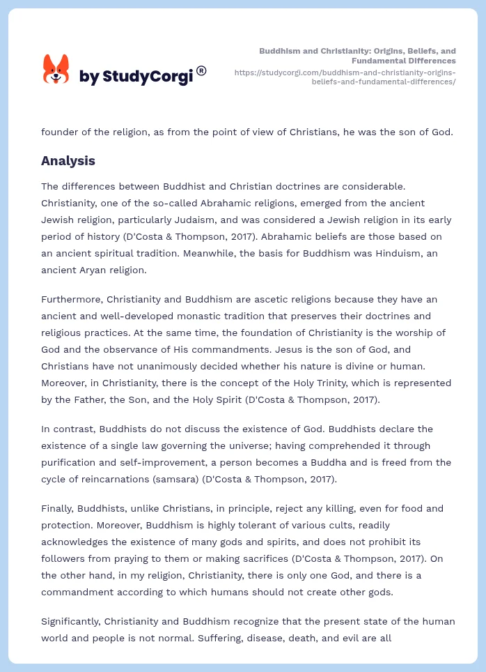 Buddhism and Christianity: Origins, Beliefs, and Fundamental Differences. Page 2