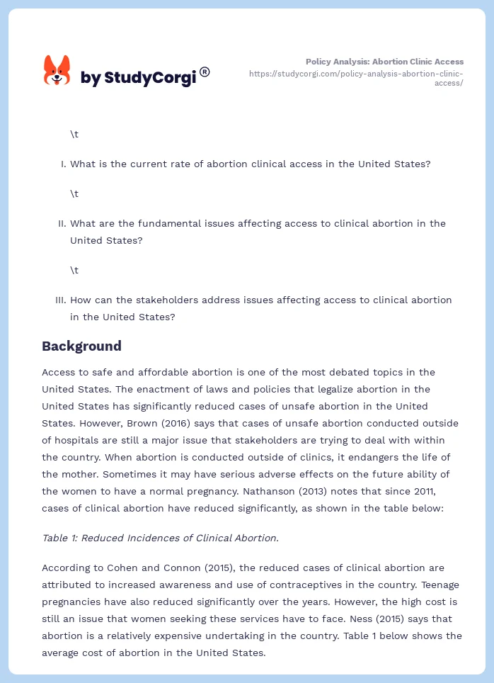 Policy Analysis: Abortion Clinic Access. Page 2