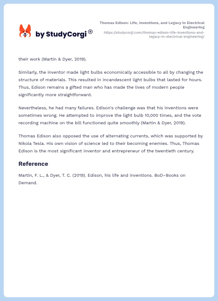 Thomas Edison: Life, Inventions, and Legacy in Electrical Engineering. Page 2