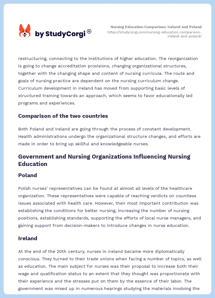 Nursing Education Comparison: Ireland and Poland. Page 2