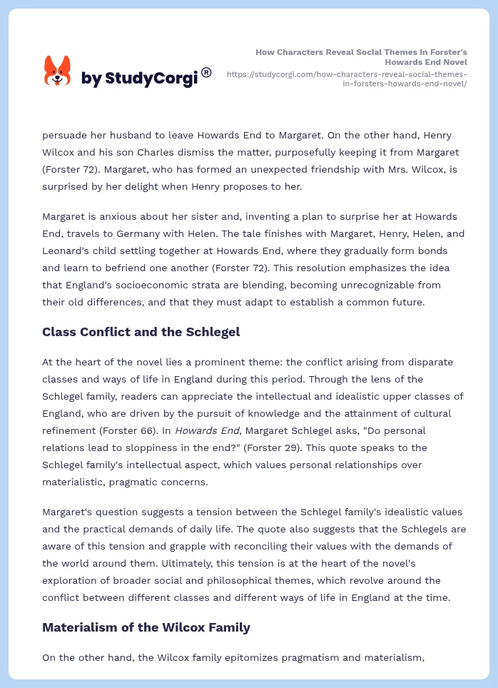 How Characters Reveal Social Themes in Forster's Howards End Novel. Page 2