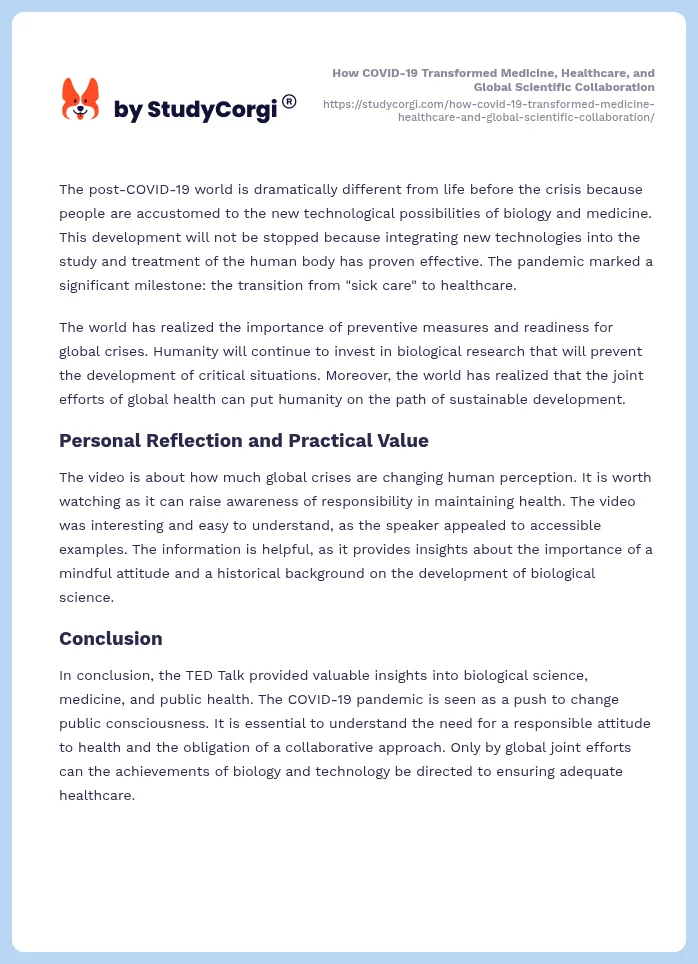 How COVID-19 Transformed Medicine, Healthcare, and Global Scientific Collaboration. Page 2