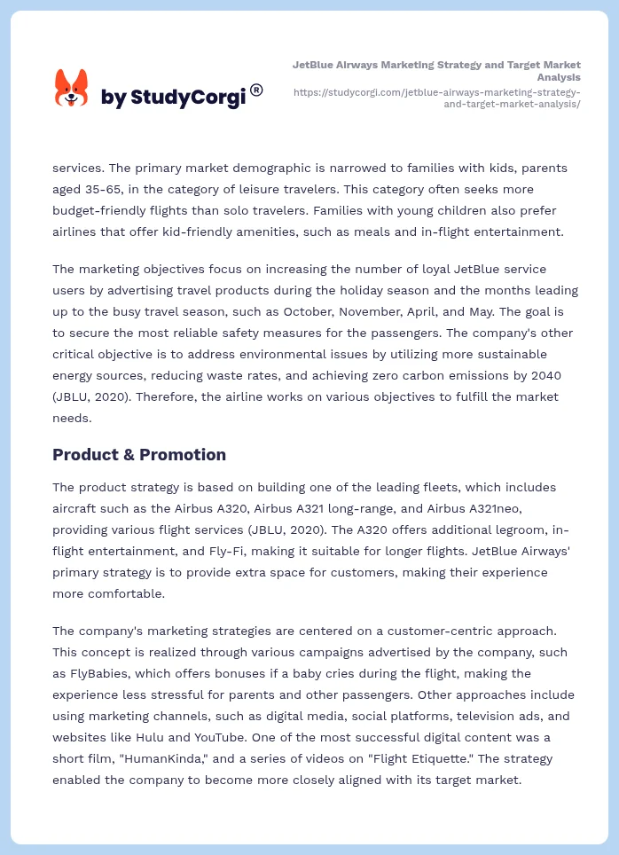 JetBlue Airways Marketing Strategy and Target Market Analysis. Page 2