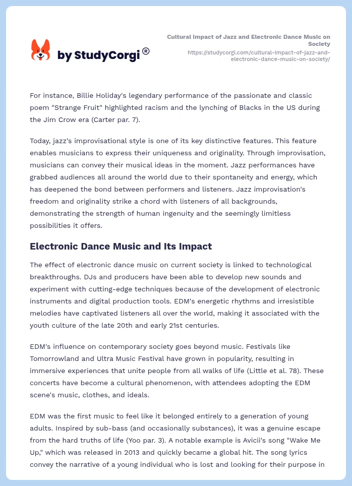 Cultural Impact of Jazz and Electronic Dance Music on Society. Page 2