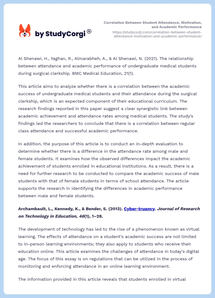 Correlation Between Student Attendance, Motivation, and Academic Performance. Page 2