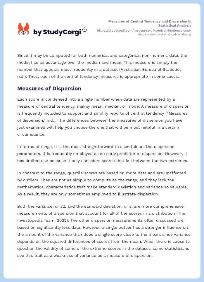 Measures of Central Tendency and Dispersion in Statistical Analysis. Page 2