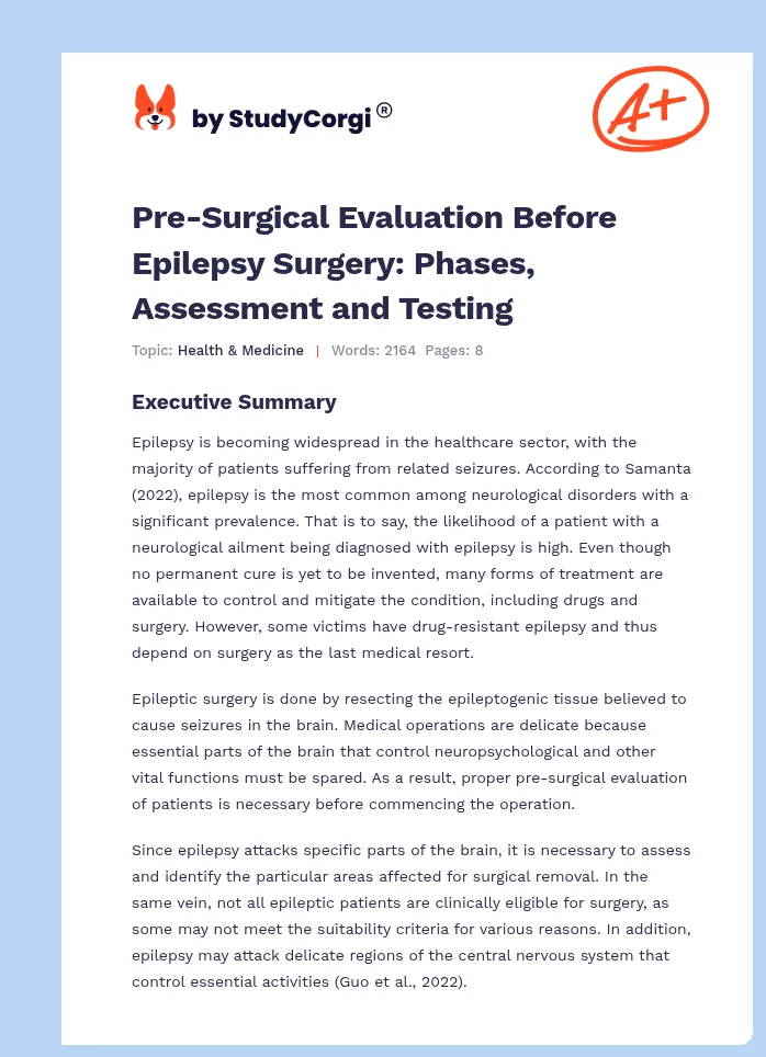 Pre-Surgical Evaluation Before Epilepsy Surgery: Phases, Assessment and Testing. Page 1