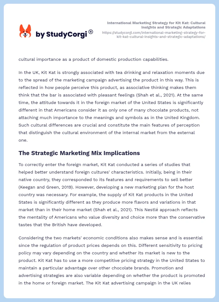 International Marketing Strategy for Kit Kat: Cultural Insights and Strategic Adaptations. Page 2