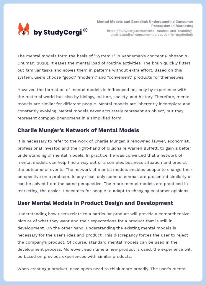 Mental Models and Branding: Understanding Consumer Perception in Marketing. Page 2