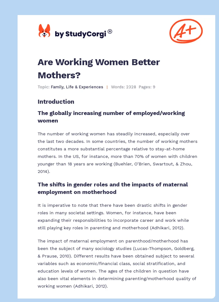 Are Working Women Better Mothers?. Page 1