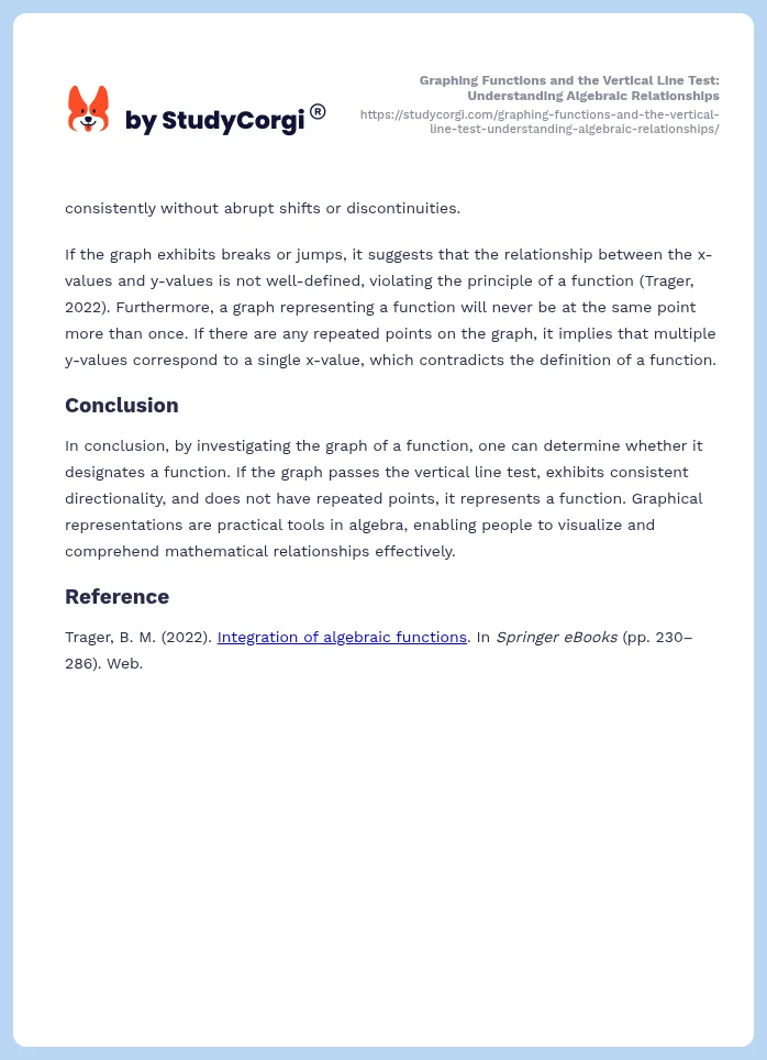Graphing Functions and the Vertical Line Test: Understanding Algebraic Relationships. Page 2