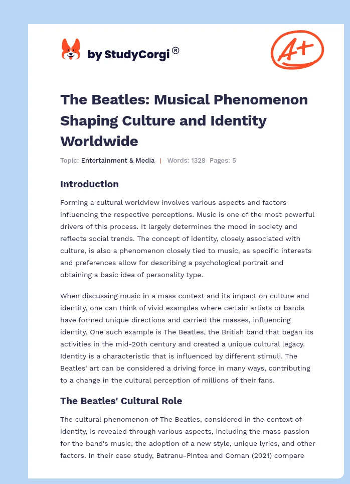 The Beatles: Musical Phenomenon Shaping Culture and Identity Worldwide. Page 1