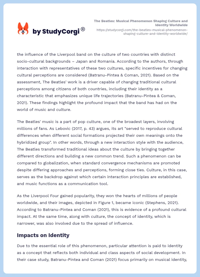 The Beatles: Musical Phenomenon Shaping Culture and Identity Worldwide. Page 2