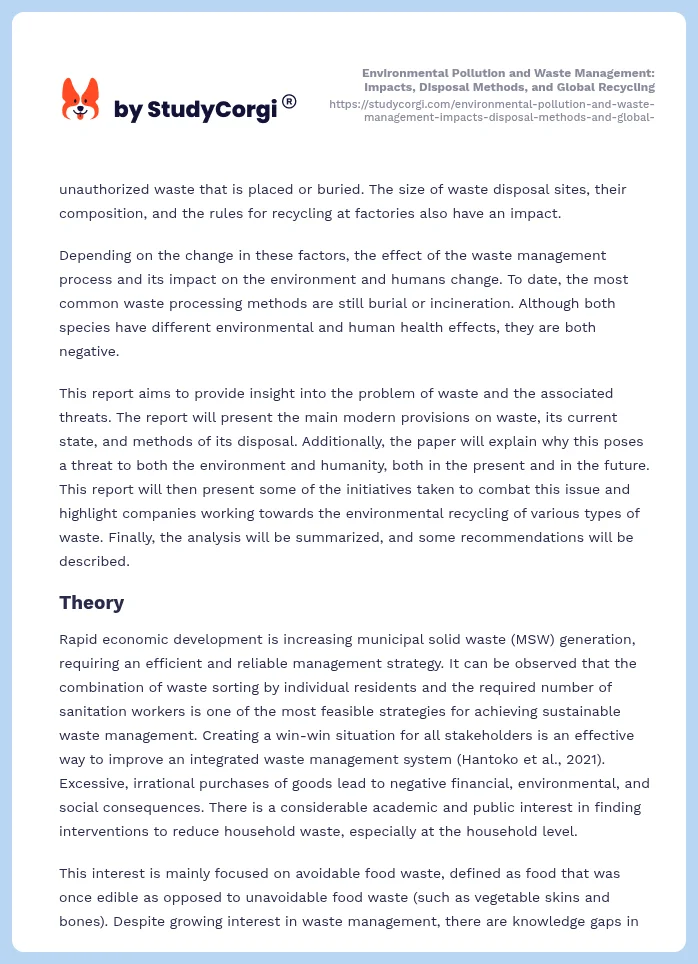 Environmental Pollution and Waste Management: Impacts, Disposal Methods, and Global Recycling. Page 2