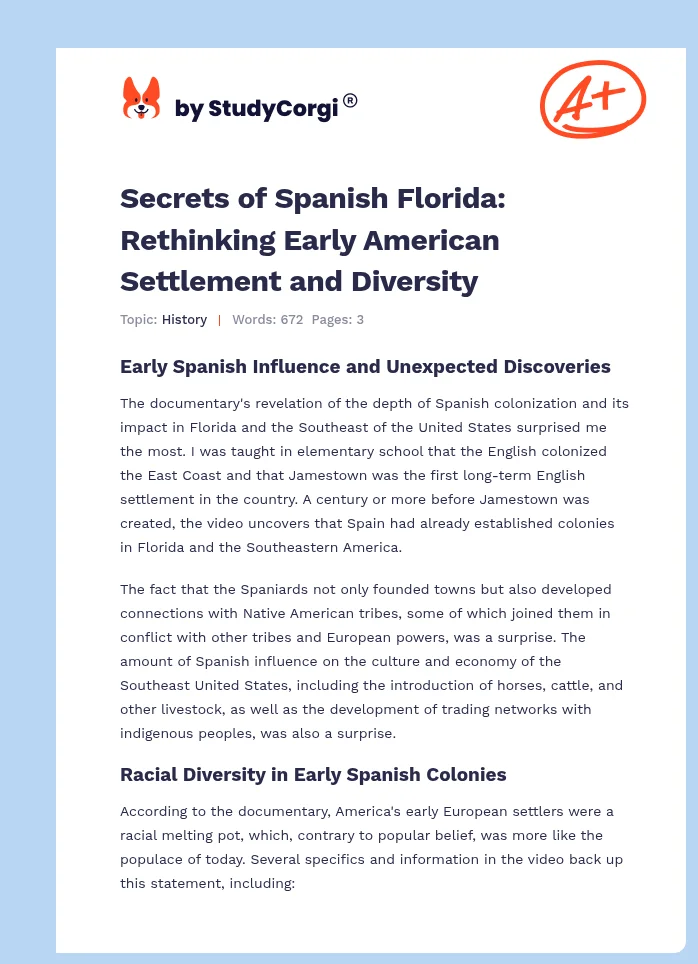 Secrets of Spanish Florida: Rethinking Early American Settlement and Diversity. Page 1