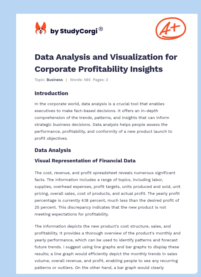 Data Analysis and Visualization for Corporate Profitability Insights. Page 1