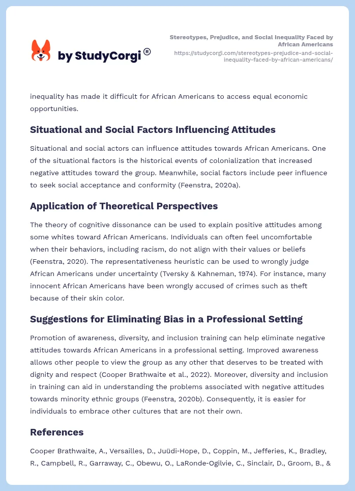 Stereotypes, Prejudice, and Social Inequality Faced by African Americans. Page 2