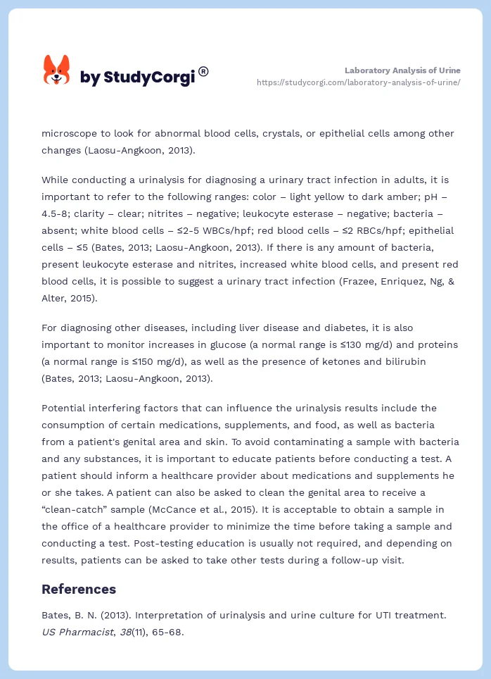 Laboratory Analysis of Urine. Page 2