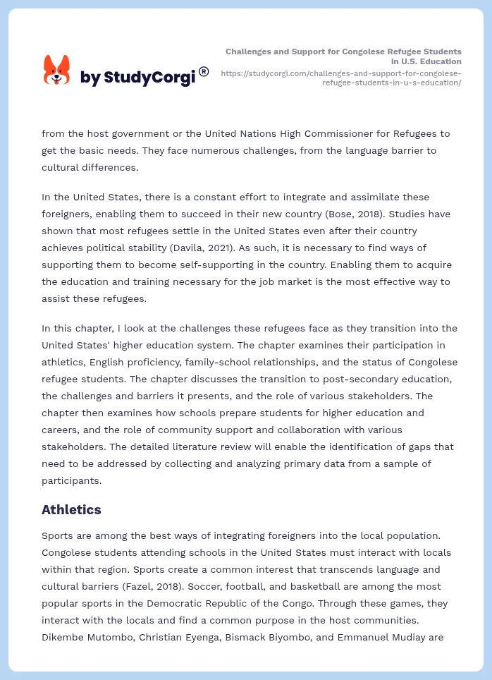 Challenges and Support for Congolese Refugee Students in U.S. Education. Page 2