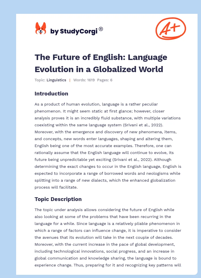 The Future of English: Language Evolution in a Globalized World. Page 1