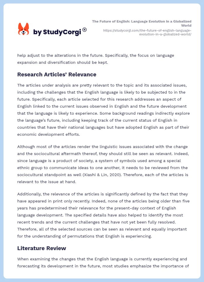 The Future of English: Language Evolution in a Globalized World. Page 2