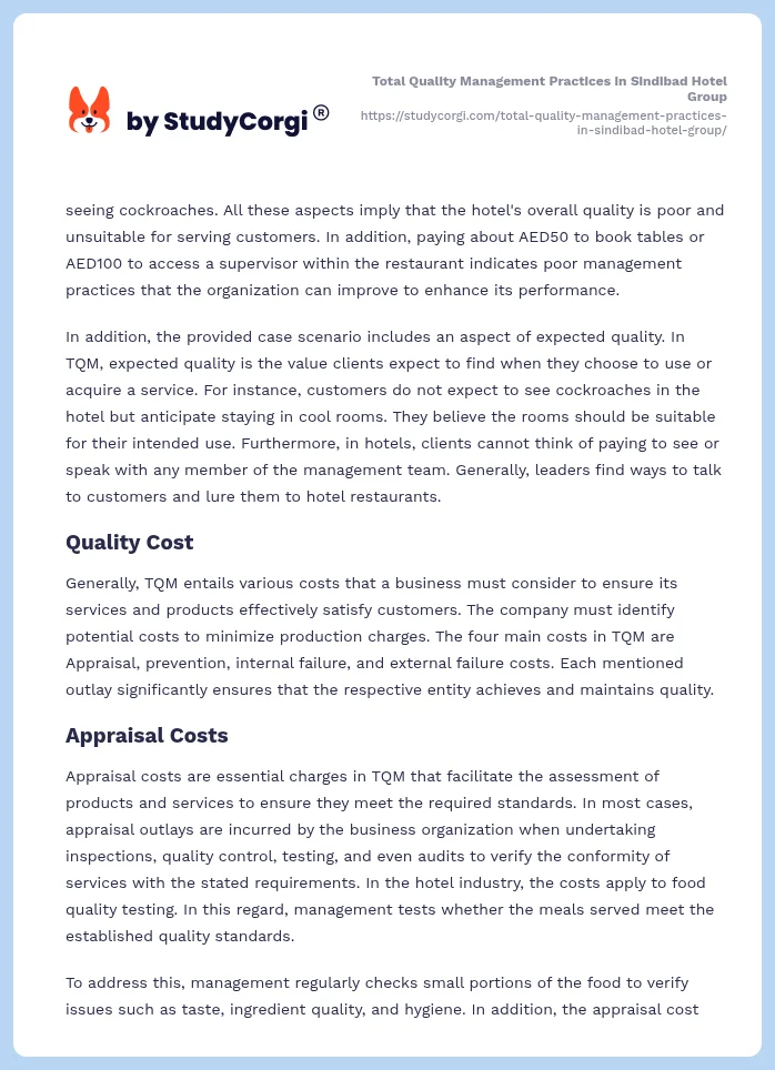 Total Quality Management Practices in Sindibad Hotel Group. Page 2