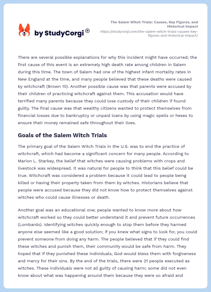 The Salem Witch Trials: Causes, Key Figures, and Historical Impact. Page 2