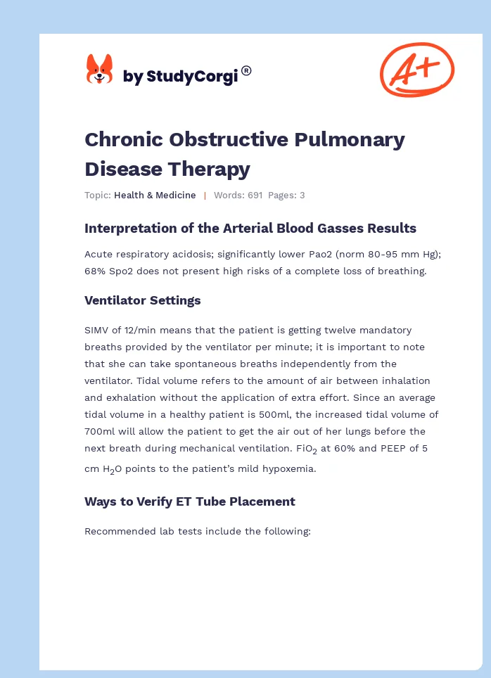 Chronic Obstructive Pulmonary Disease Therapy. Page 1