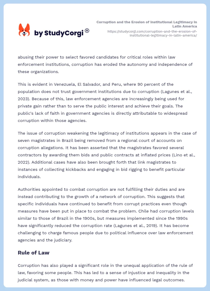 Corruption and the Erosion of Institutional Legitimacy in Latin America. Page 2