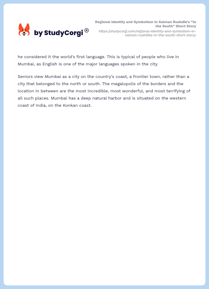 Regional Identity and Symbolism in Salman Rushdie’s “In the South” Short Story. Page 2