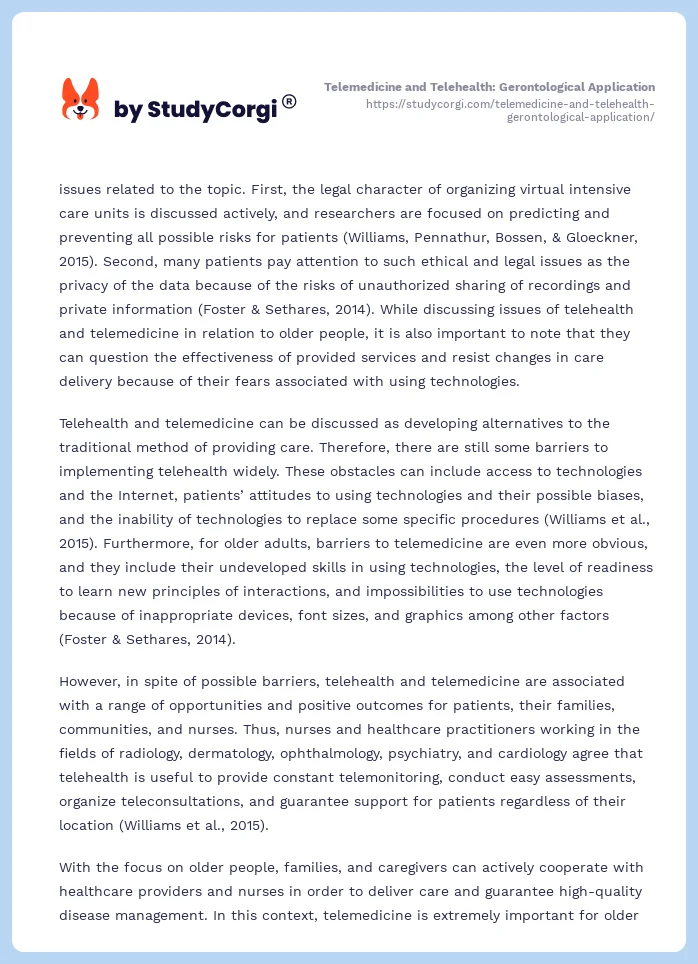 Telemedicine and Telehealth: Gerontological Application. Page 2
