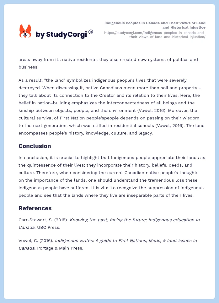 Indigenous Peoples in Canada and Their Views of Land and Historical Injustice. Page 2