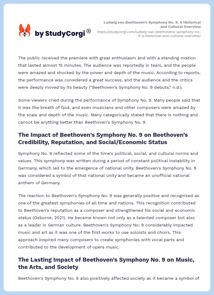 Ludwig van Beethoven’s Symphony No. 9: A Historical and Cultural Overview. Page 2