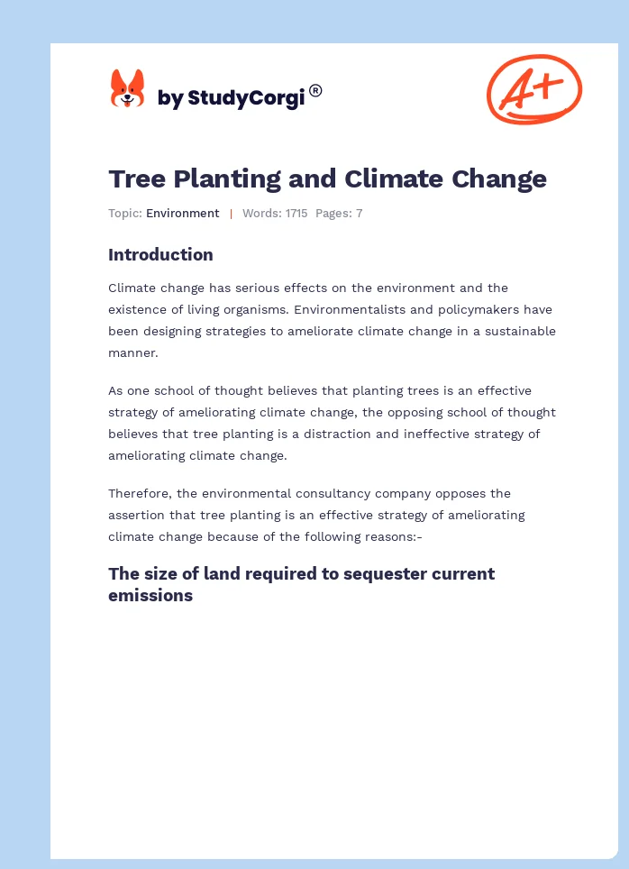 Tree Planting and Climate Change. Page 1