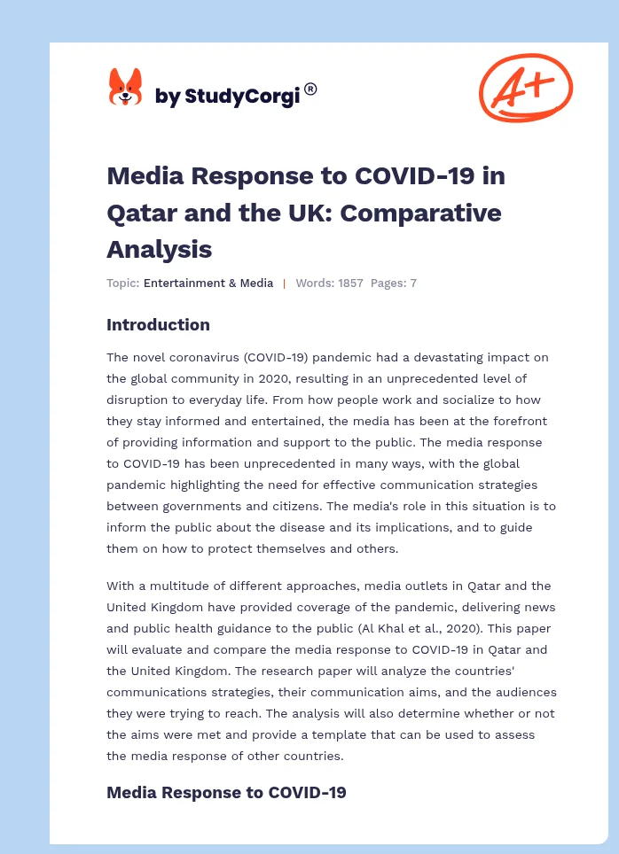 Media Response to COVID-19 in Qatar and the UK: Comparative Analysis. Page 1