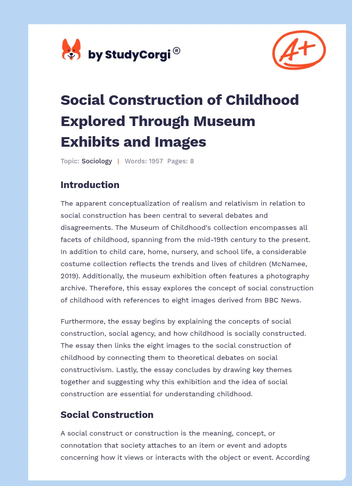 Social Construction of Childhood Explored Through Museum Exhibits and Images. Page 1